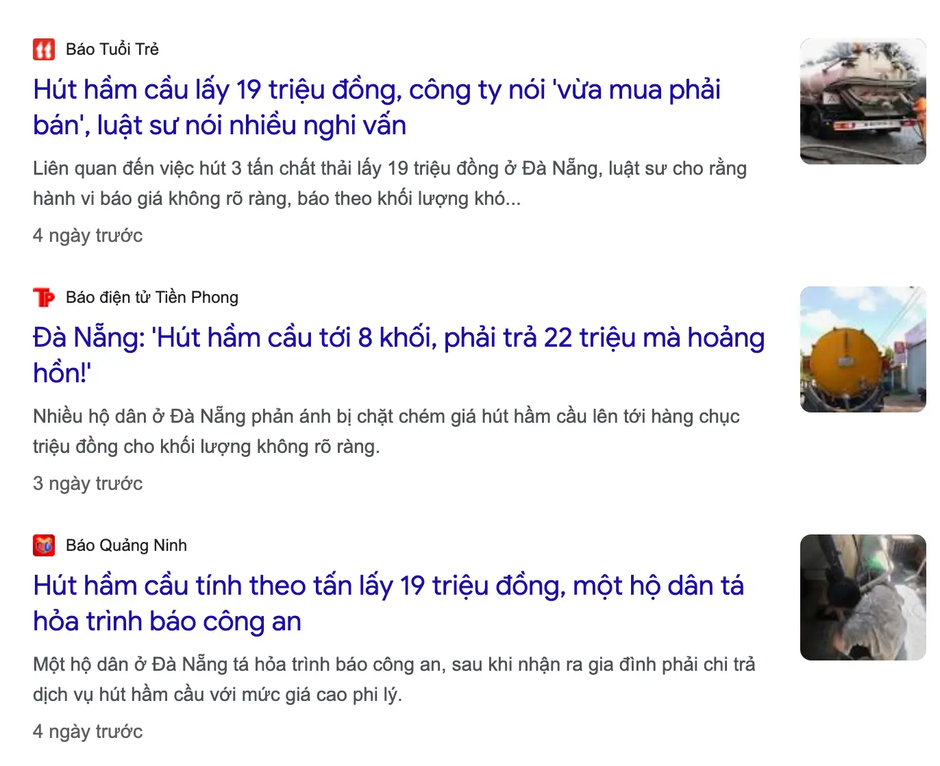 vấn nạn chặt chém dịch vụ hút hầm cầu tại Đà Nẵng